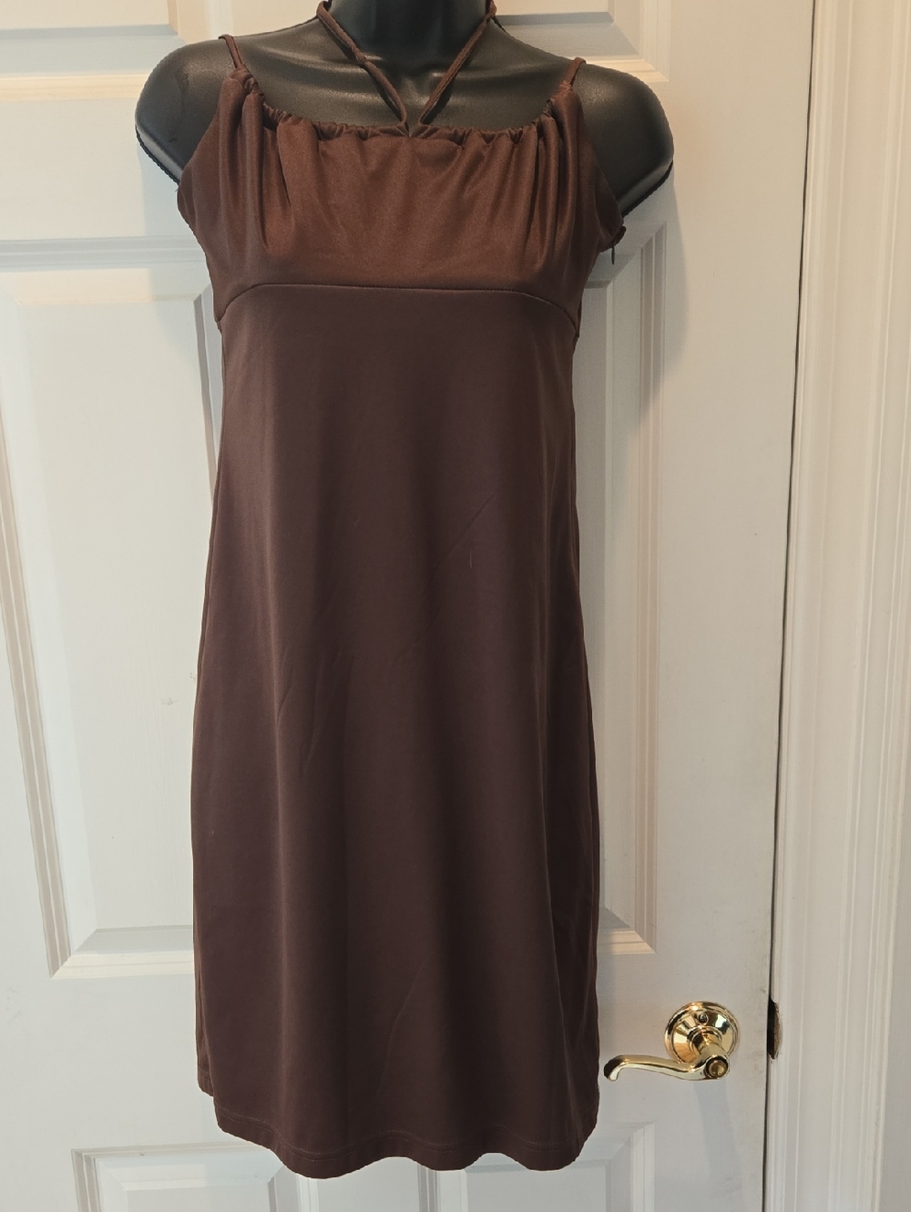 Vintage Y2K Cynthia Rowley Sleeveless Midi Dress S Milkmaid Ruched Brown 90’s